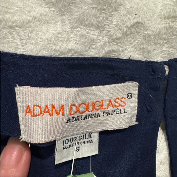 Vintage Adam Douglas adrianna papell 100% silk top navy - Picture 5 of 7